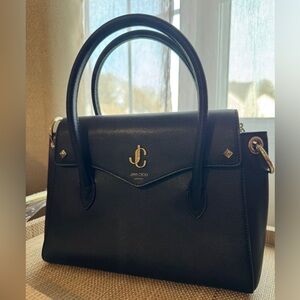 Jimmy Choo Black Satchel with Gold Accents